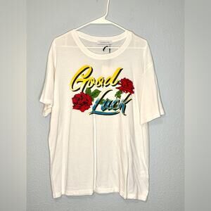 Daydreamer NWT Rock & Roll Collection Good Luck Tattoo Art Graphic Tee White L